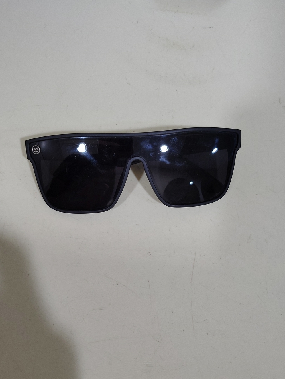 Men's Black Shield Sunglasses with Logo Accent